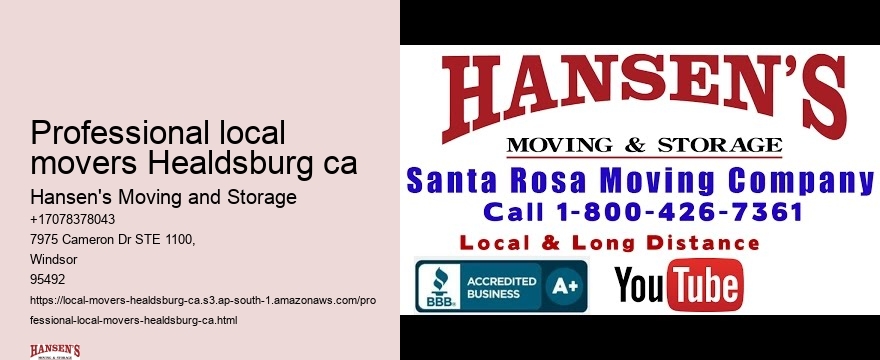 Professional local movers Healdsburg ca